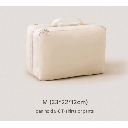 Beige Multifunctional Compact Travel Organizer Bag Stores 6-8 Essentials for Easy Access