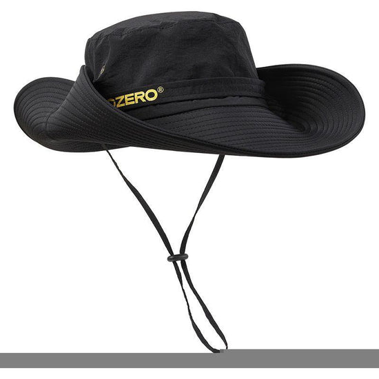 Black Outdoor UV Protection Wide-Brim Boonie Hat with Mesh Ventilation
