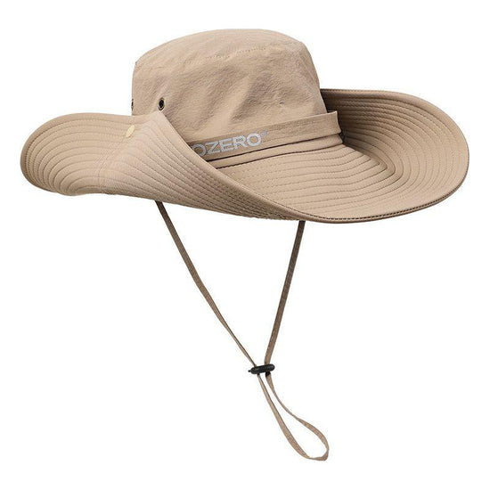 Khaki Outdoor UV Protection Wide-Brim Boonie Hat with Mesh Ventilation