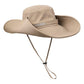 Khaki Outdoor UV Protection Wide-Brim Boonie Hat with Mesh Ventilation