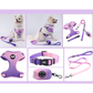 XS Purple-pink Adjustable Soft Pet Harness with Leash & Poop Bag Dispenser