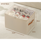 Beige Multi-Compartment Shoe Organizer Storage Box - Space-Saving and Convenient for Closet Organization
