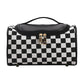 Black Checkered Cosmetic Bag with Handle - Stylish, Compact, and Practical for Travel