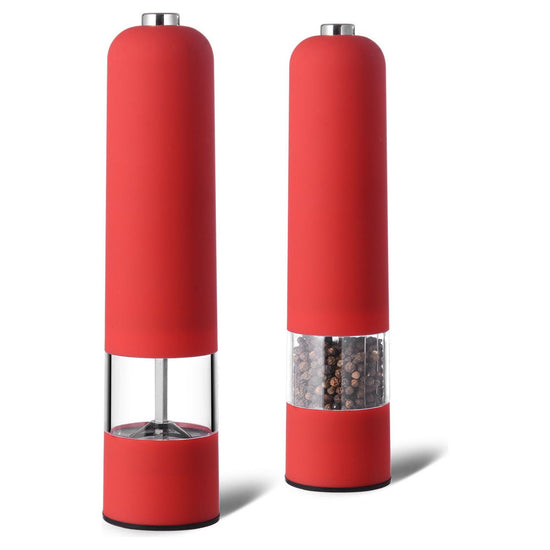 Red Elegant Red Electric Salt and Pepper Grinder - Modern and Compact for Effortless Seasoning