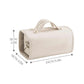 Beige Elegant Cosmetic Bag with Handle - Stylish and Compact for Travel and Storage