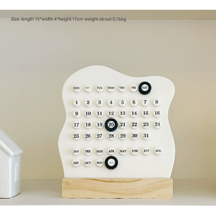 2 PCS White Minimalist Wooden Desktop Calendar Set - Stylish and Functional for Organizing Your Time