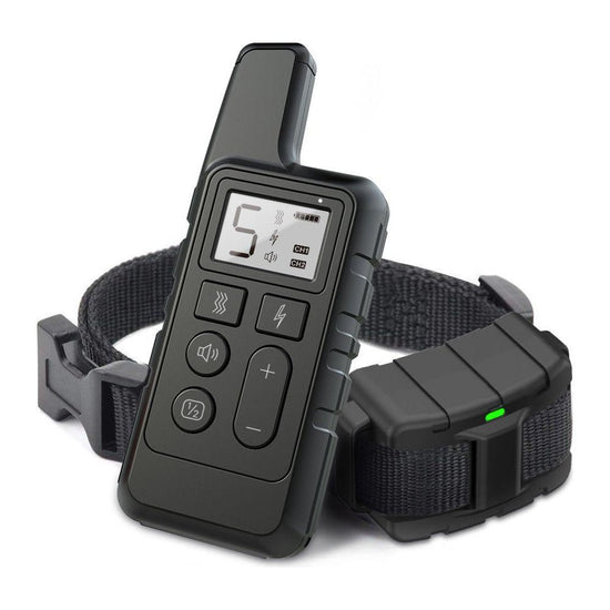 Black Remote Dog Training Collar with Adjustable Vibration - Rechargeable, Waterproof, 2 Channels for Small to Large Dogs