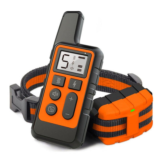 Orange Remote Dog Training Collar with Adjustable Vibration - Rechargeable, Waterproof, 2 Channels for Small to Large Dogs
