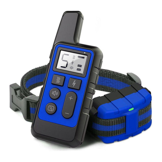 Blue Remote Dog Training Collar with Adjustable Vibration - Rechargeable, Waterproof, 2 Channels for Small to Large Dogs