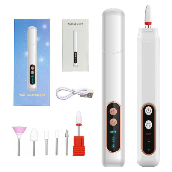 Electric Nail Drill Set - Portable Nail Polishing Tool with Multiple Attachments for Professional Use