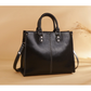 Black Elegant Leather Handbag - Stylish Brown Tote with Adjustable Strap, Spacious and Durable