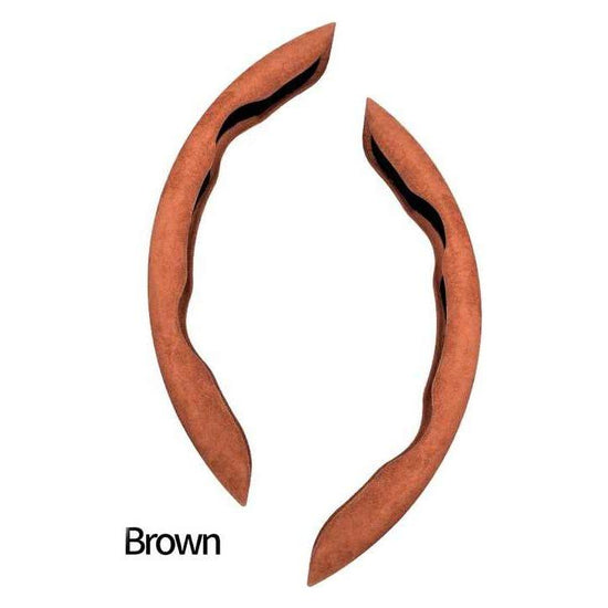 2 PCS Brown Steering Wheel Cover - Soft and Comfortable, Fits 38cm Diameter Steering Wheels
