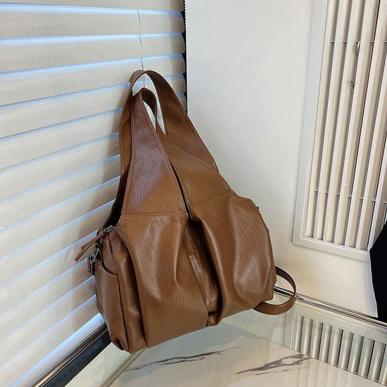 Brown Trendy Large Capacity Soft Leather Bag - Women&