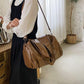 Brown Trendy Large Capacity Soft Leather Bag - Women&