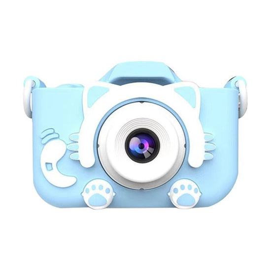 Blue Cat Cute Kids Digital Camera - Cat-Themed HD Camera with 32GB Memory Card