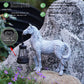 Grey Solar-Powered Horse Statue with LED Lantern – Rustic Outdoor Garden Ornament