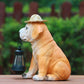 Solar-Powered Dog Statue with LED Lantern - Waterproof Outdoor Garden Light