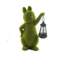 Green Solar-Powered Rabbit Statue with LED Lantern - Cute Garden & Lawn Decoration