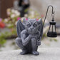 Solar-Powered Gargoyle Statue with LED Lantern – Gothic Outdoor Halloween Garden Decor