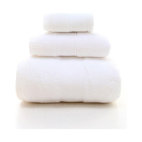 White Luxury 100% Cotton Towel Set – 3-Piece Combed Cotton Bath Towel Set