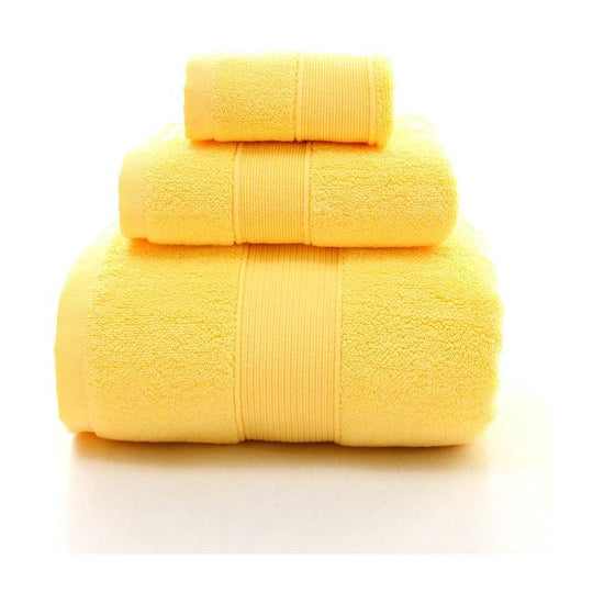 Yellow Luxury 100% Cotton Towel Set - 3-Piece Combed Cotton Bath Towel Set