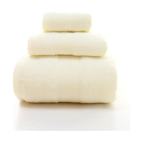 Beige Luxury 100% Cotton Towel Set - 3-Piece Combed Cotton Bath Towel Set