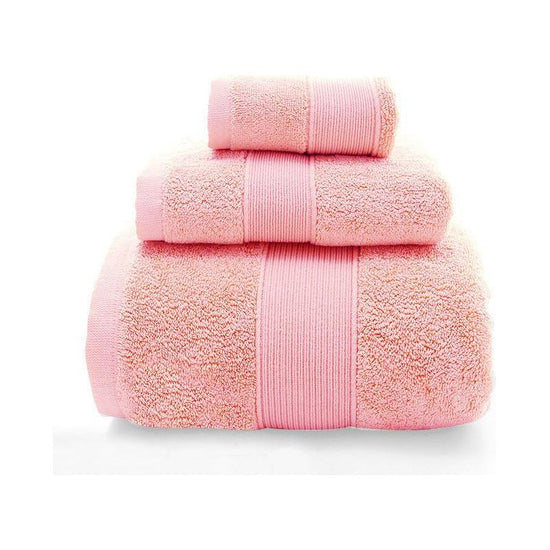 Pink Luxury 100% Cotton Towel Set - 3-Piece Combed Cotton Bath Towel Set