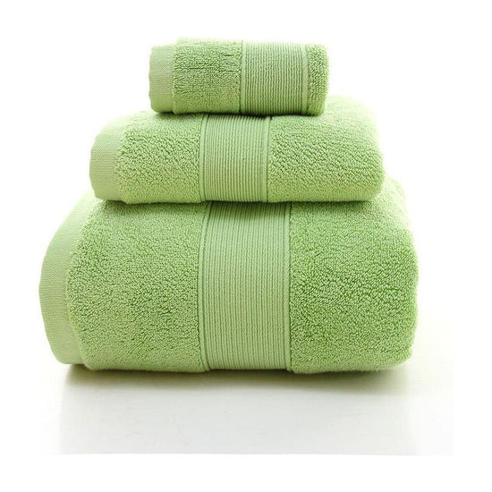 Green Luxury 100% Cotton Towel Set - 3-Piece Combed Cotton Bath Towel Set