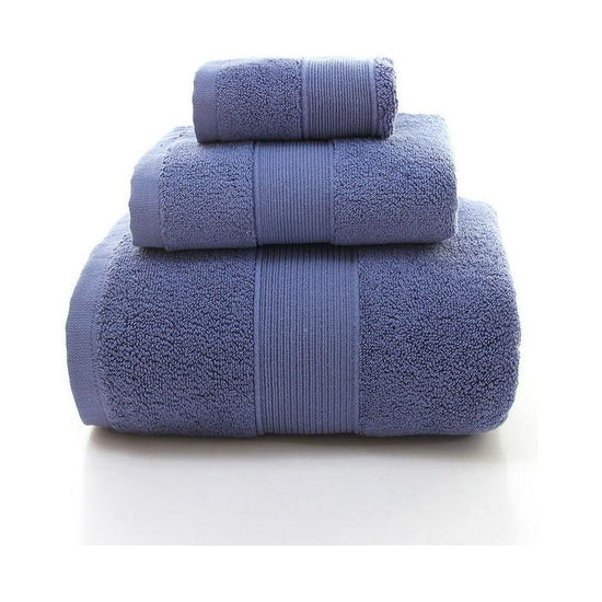 Blue Luxury 100% Cotton Towel Set - 3-Piece Combed Cotton Bath Towel Set