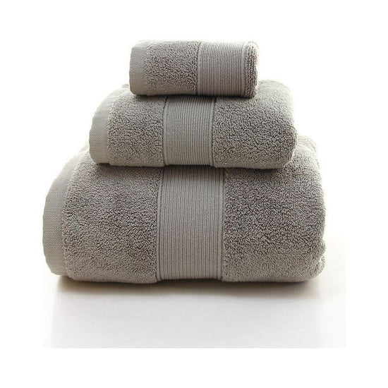 Grey Luxury 100% Cotton Towel Set - 3-Piece Combed Cotton Bath Towel Set