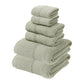 Grey Green Luxury 6-Piece 100% Cotton Towel Set - 2 Bath Towels, 2 Hand Towels, 2 Face Towels