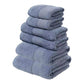 Grey Blue Luxury 6-Piece 100% Cotton Towel Set - 2 Bath Towels, 2 Hand Towels, 2 Face Towels