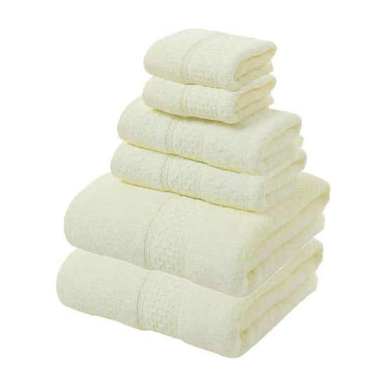 Beige Luxury 6-Piece 100% Cotton Towel Set - 2 Bath Towels, 2 Hand Towels, 2 Face Towels