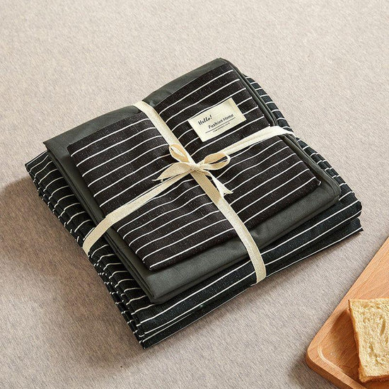 Black 4-Piece Cotton Bedding Set - Fits 1.5m/1.8m Beds (Duvet Cover 200x230cm, Bed Sheet 230x250cm)