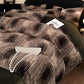 Brown Stripe Luxury Winter Faux Rabbit Fur Bedding Set - 4-Piece Melange Style Plush Set for 1.8m Beds (200x230cm Duvet Cover)