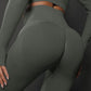 M Dark Grey Seamless Butt-Lifting Yoga Leggings - High-Waist Peach Hip Workout Tights