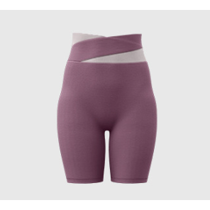 XXXL Purple Color-Block High-Waist Yoga Shorts - Seamless Scrunch Butt Anti-Chafing Workout Shorts