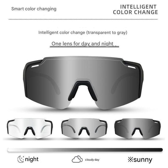 Transparent Color Change Lens Lightweight UV400 Photochromic Cycling Glasses, Anti-Wind Protective Sunglasses for Outdoor Sports