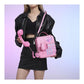 Pink Sweet Girl Creative Crossbody Bag with Telephone Design, PU Material, Lightweight and Unique
