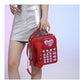 Red Sweet Girl Creative Crossbody Bag with Telephone Design, PU Material, Lightweight and Unique