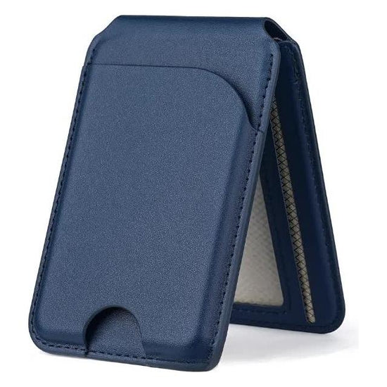 Dark Blue MagSafe Magnetic Wallet with Stand - PU Leather Card Holder for iPhone