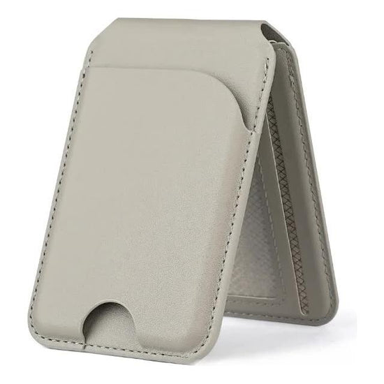 Light Grey MagSafe Magnetic Wallet with Stand - PU Leather Card Holder for iPhone