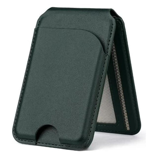 Dark Green MagSafe Magnetic Wallet with Stand - PU Leather Card Holder for iPhone
