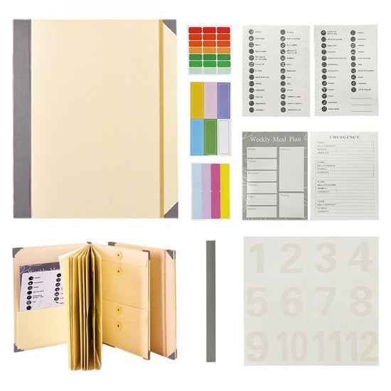 Yellow Accordion File Binder with 12 Envelopes - Durable Document Organizer