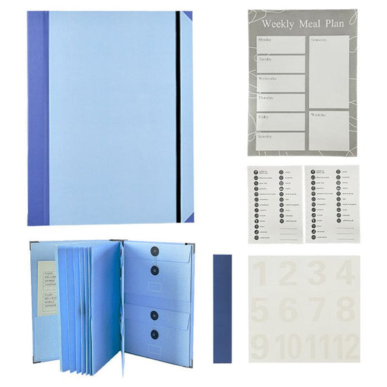 (Thick Version)Blue Accordion File Binder with 12 Envelopes - Durable Document Organizer