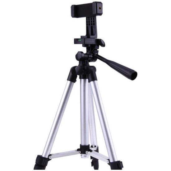 Black Aluminum Alloy Camera and Phone Tripod - Adjustable Lightweight Stand(Tripod + Small Live Broadcast Clip)