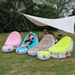 Coffee Graffiti Portable Inflatable Sofa Chair with Ottoman - Waterproof Flocked Lazy Sofa for Camping and Home Use