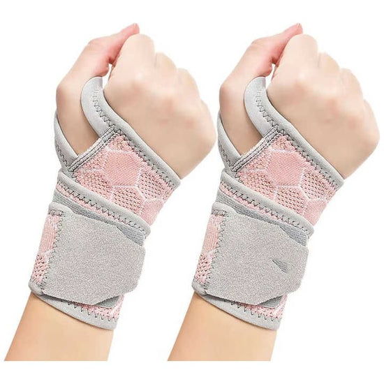 2 Pairs Pink Breathable Sports Wrist Support Wrap - Fitness Gym Wristband for Badminton & Injury Prevention