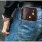 Dark Blue Genuine Leather Tri-Fold Wallet - Fashionable Multi-Card Men&