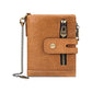 Brown Genuine Leather Tri-Fold Wallet - Fashionable Multi-Card Men&